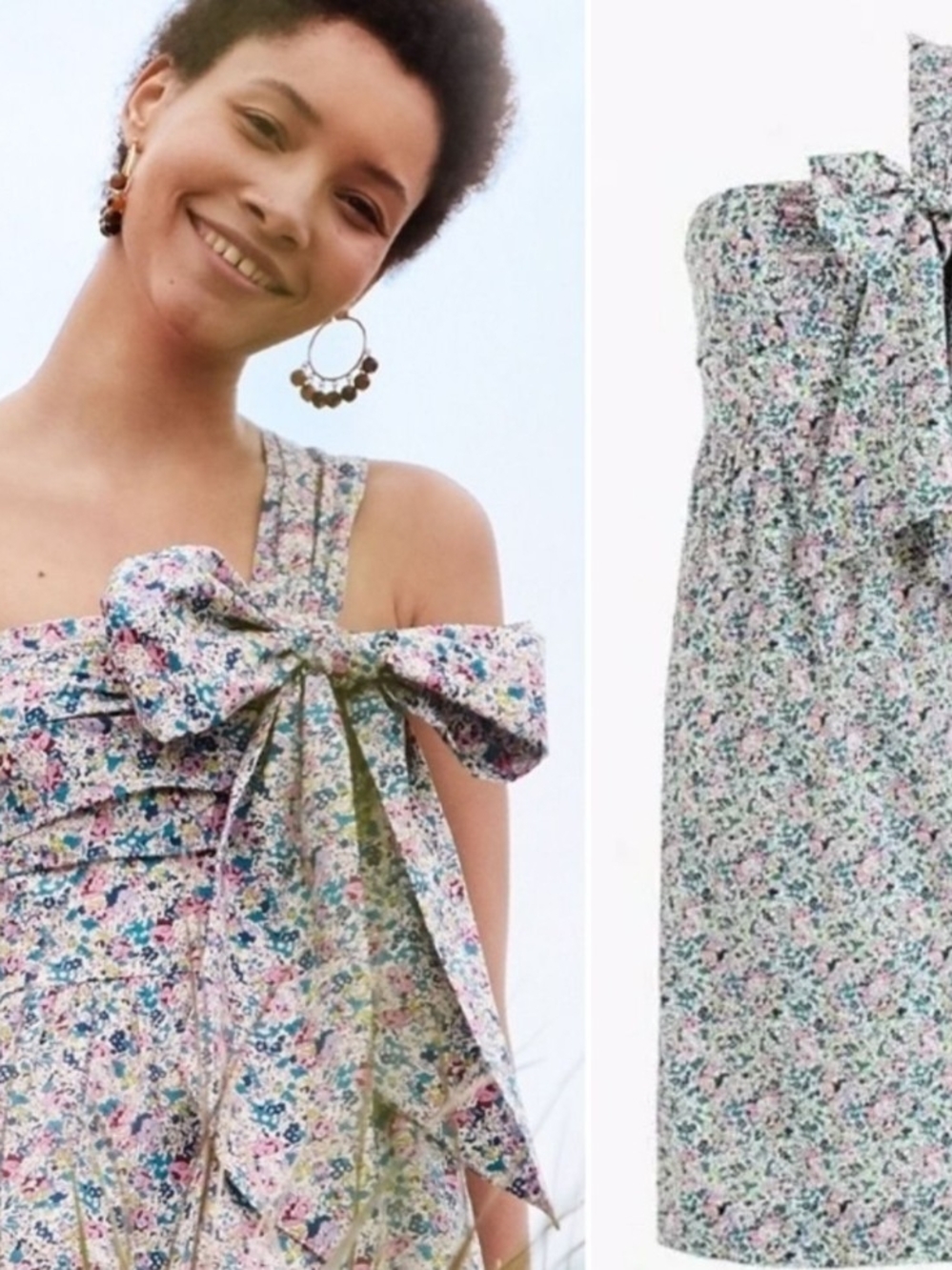 NWT J.Crew x Liberty of London One Shoulder Bow Dress Size 6